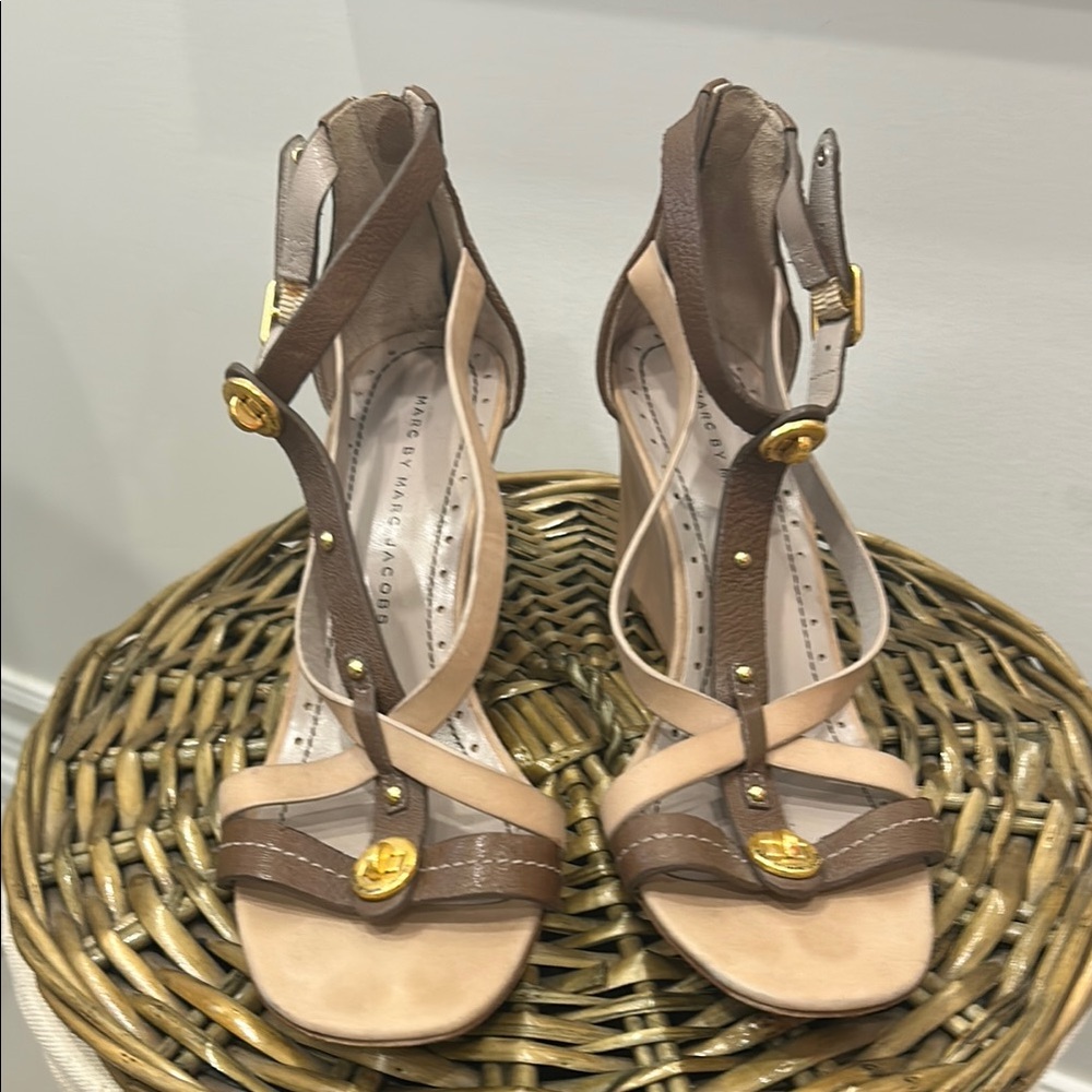 Marc Jacob’s Brown and Tan High wedge Heel Strappy Shoes